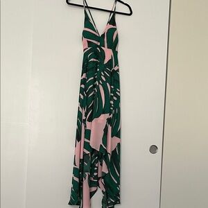 Tropical Pink and Green Maxi Dress